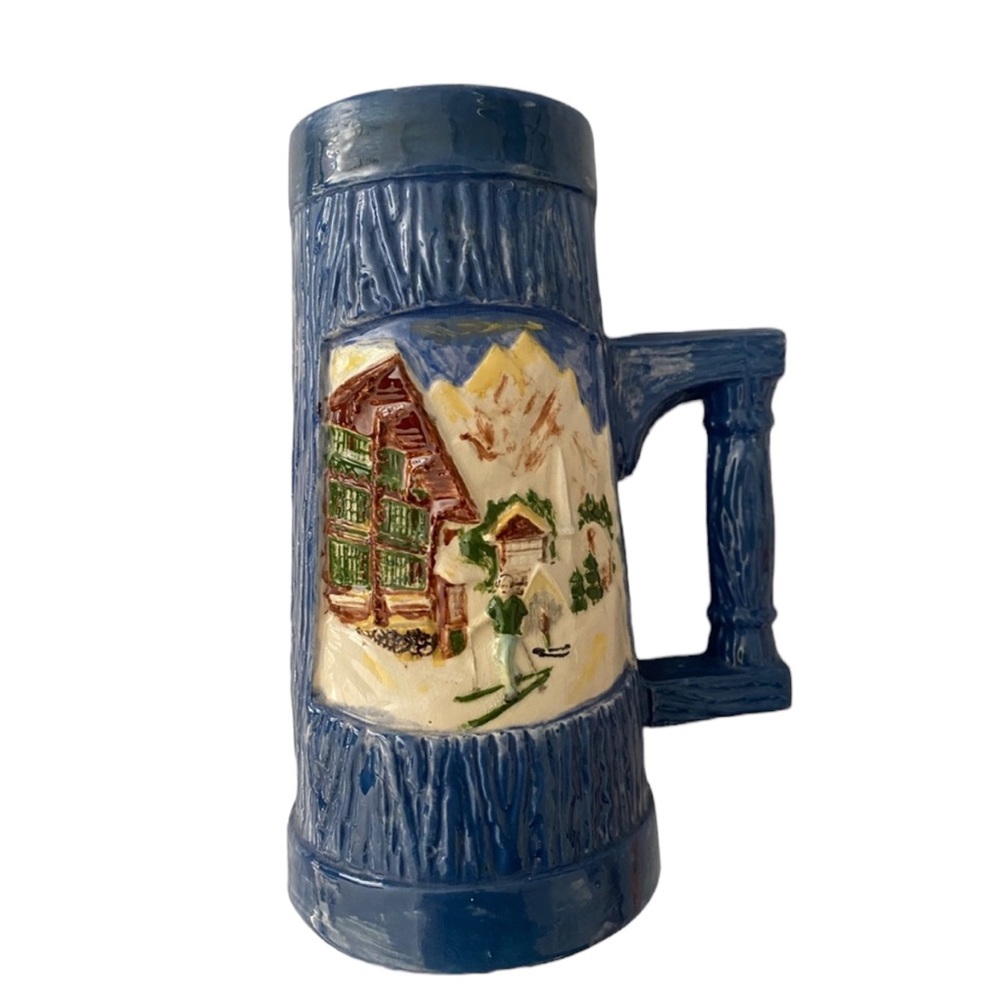 Ceramic Ski Scene Stein 9”‎ Mug